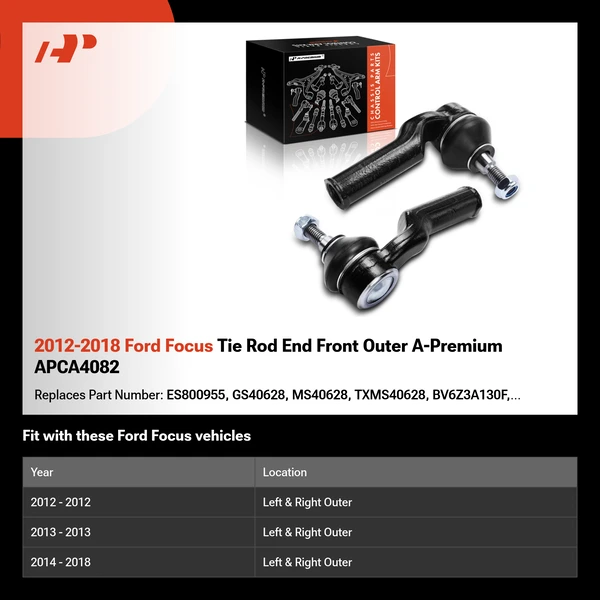 2012-2018 Ford Focus Tie Rod End Front Outer A-Premium APCA4082