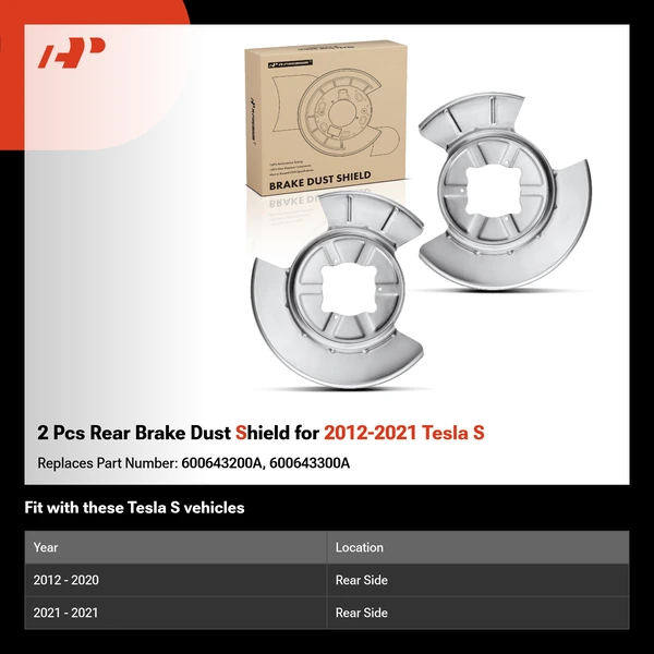 2 Pcs Rear Brake Dust Shield for 2012-2021 Tesla S