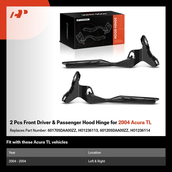 2 Pcs Front Driver & Passenger Hood Hinge for 2004 Acura TL