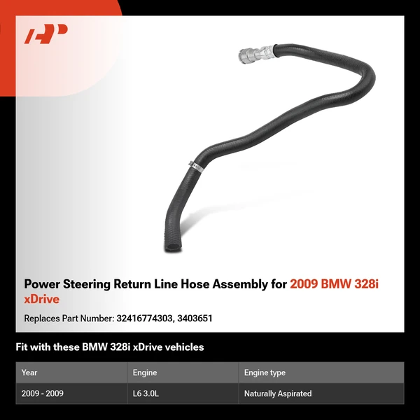 Power Steering Return Line Hose Assembly for 2009 BMW 328i xDrive