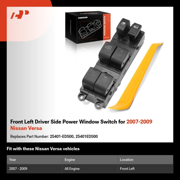 Front Left Driver Side Power Window Switch for 2007-2009 Nissan Versa