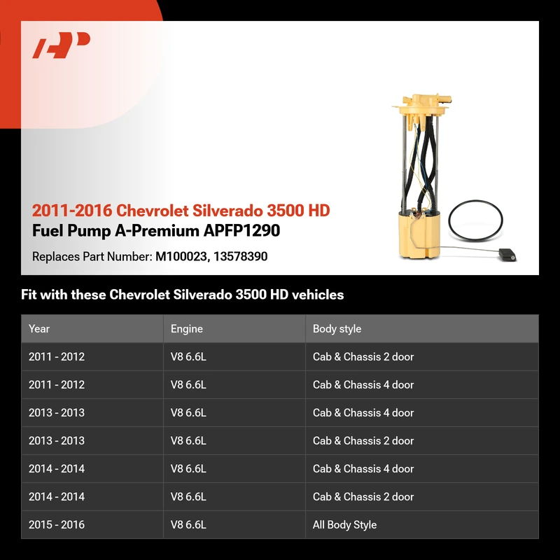 2011-2016 Chevrolet Silverado 3500 HD Fuel Pump A-Premium APFP1290