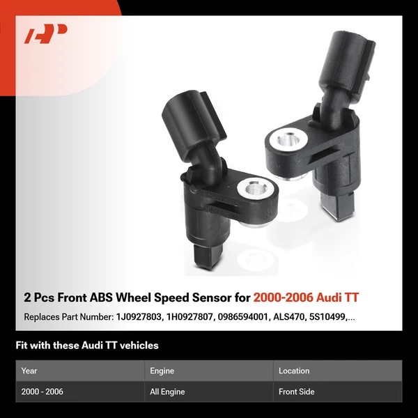 2 Pcs Front ABS Wheel Speed Sensor for 2000-2006 Audi TT