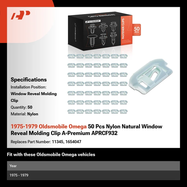 1975-1979 Oldsmobile Omega 50 Pcs Nylon Natural Window Reveal Molding Clip A-Premium APRCF932