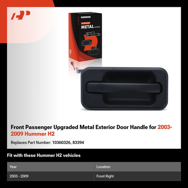 Front Passenger Upgraded Metal Exterior Door Handle for 2003-2009 Hummer H2