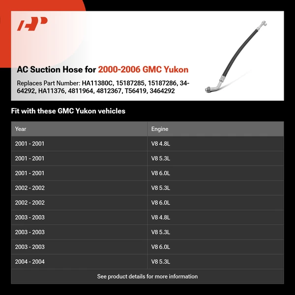 AC Suction Hose for 2000-2006 GMC Yukon
