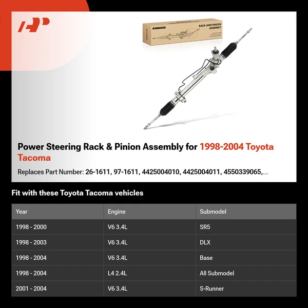 Power Steering Rack & Pinion Assembly for 1998-2004 Toyota Tacoma