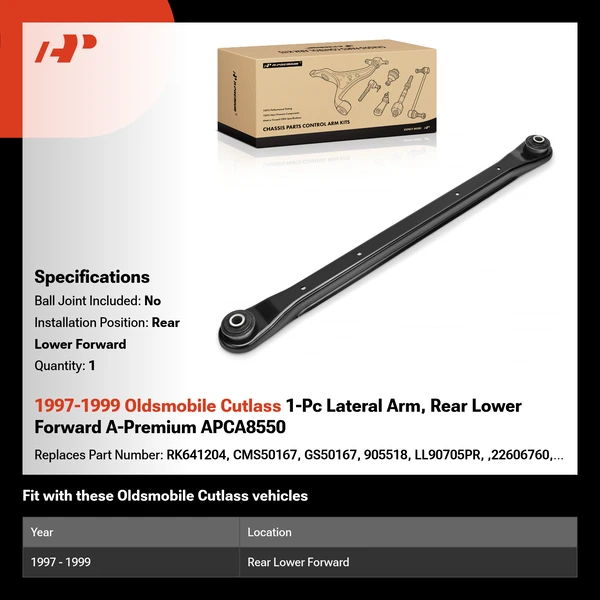 1997-1999 Oldsmobile Cutlass 1-Pc Lateral Arm, Rear Lower Forward A-Premium APCA8550