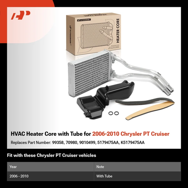 HVAC Heater Core with Tube for 2006-2010 Chrysler PT Cruiser