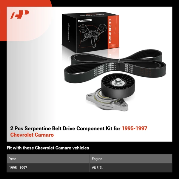 2 Pcs Serpentine Belt Drive Component Kit for 1995-1997 Chevrolet Camaro