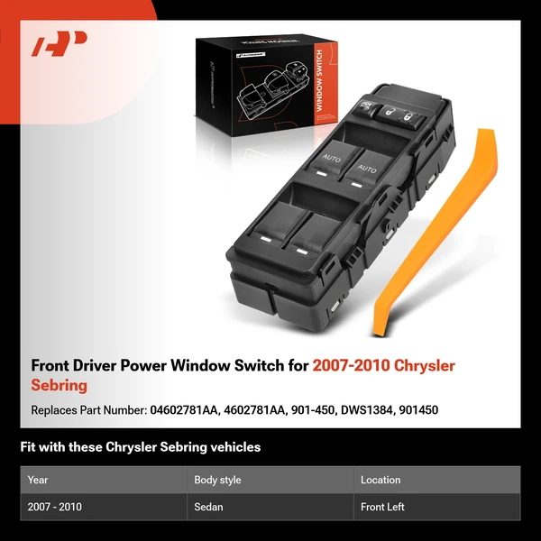 Front Driver Power Window Switch for 2007-2010 Chrysler Sebring