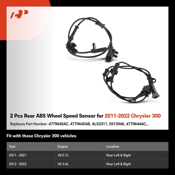 2 Pcs Rear ABS Wheel Speed Sensor for 2011-2022 Chrysler 300