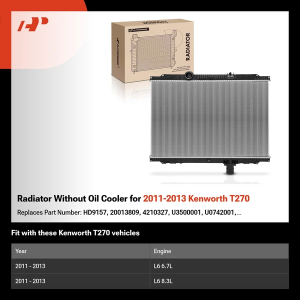 Radiator Without Oil Cooler for 2011-2013 Kenworth T270