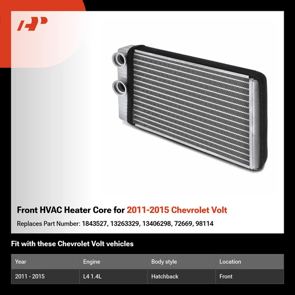 Front HVAC Heater Core for 2011-2015 Chevrolet Volt
