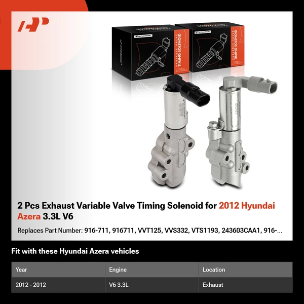 2 Pcs Exhaust Variable Valve Timing Solenoid for 2012 Hyundai Azera 3.3L V6