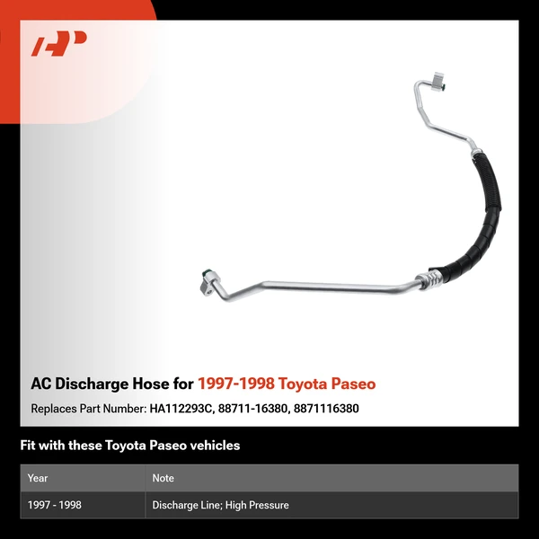 AC Discharge Hose for 1997-1998 Toyota Paseo