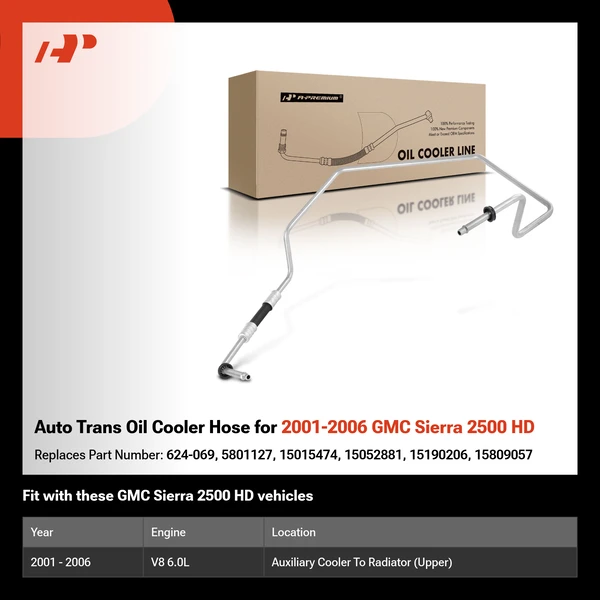 Auto Trans Oil Cooler Hose for 2001-2006 GMC Sierra 2500 HD