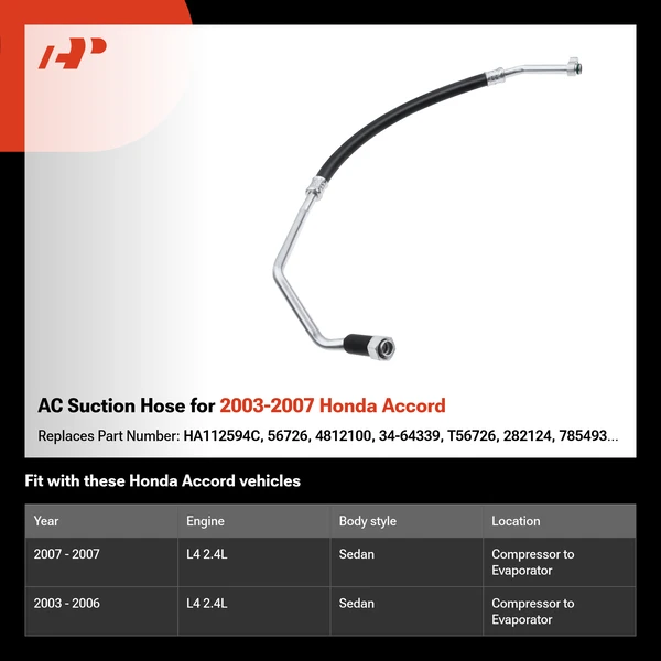 AC Suction Hose for 2003-2007 Honda Accord