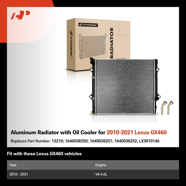 Aluminum Radiator with Oil Cooler for 2010-2021 Lexus GX460