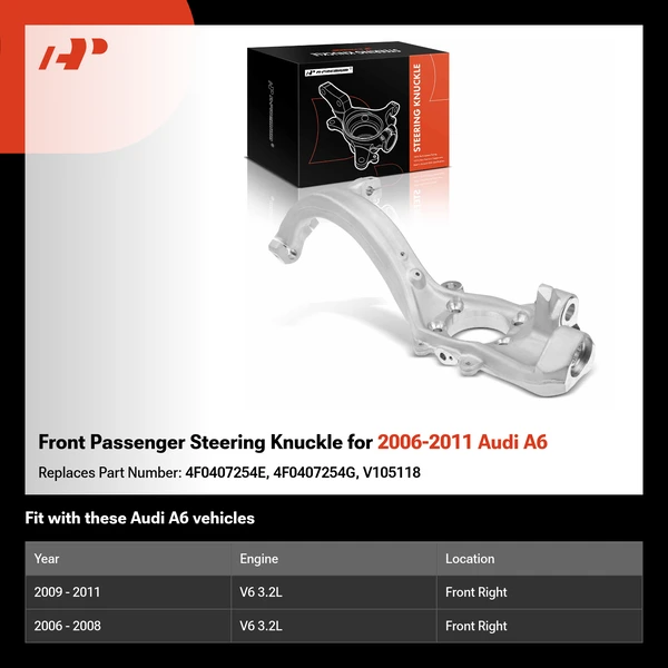 Front Passenger Steering Knuckle for 2006-2011 Audi A6