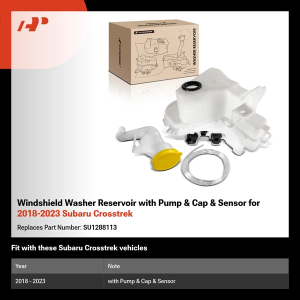 Windshield Washer Reservoir with Pump & Cap & Sensor for 2018-2023 Subaru Crosstrek