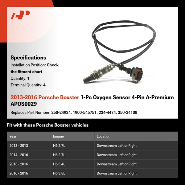 2013-2016 Porsche Boxster 1-Pc Oxygen Sensor 4-Pin A-Premium APOS0029