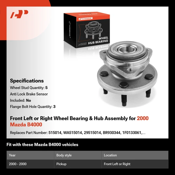 Front Left or Right Wheel Bearing & Hub Assembly for 2000 Mazda B4000