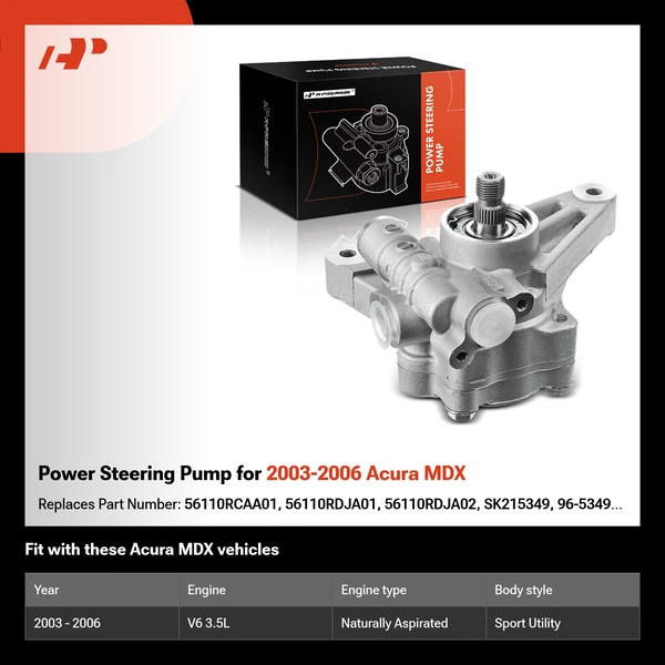Power Steering Pump for 2003-2006 Acura MDX