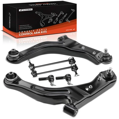 6 Pcs Front Control Arm with Ball Joint Stabilizer Bar Link Tie Rod