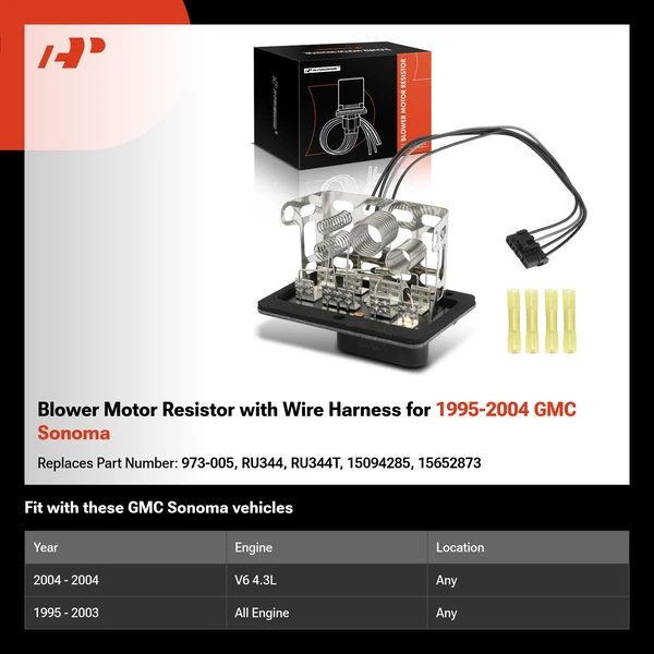Blower Motor Resistor with Wire Harness for 1995-2004 GMC Sonoma