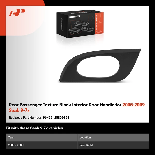 Rear Passenger Texture Black Interior Door Handle for 2005-2009 Saab 9-7x