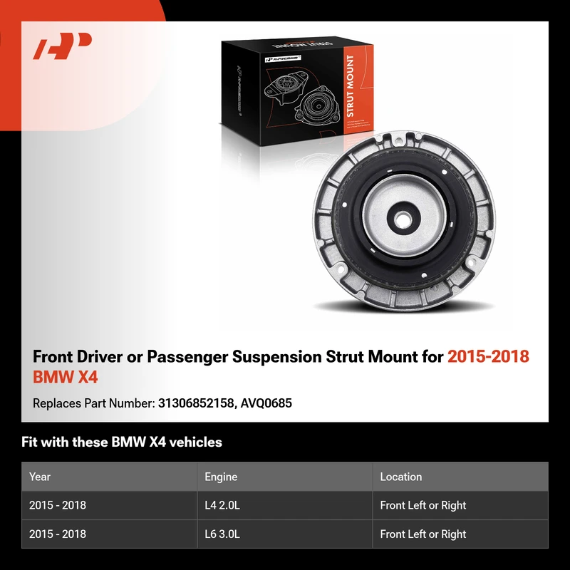 Front Driver or Passenger Suspension Strut Mount for 2015-2018 BMW X4