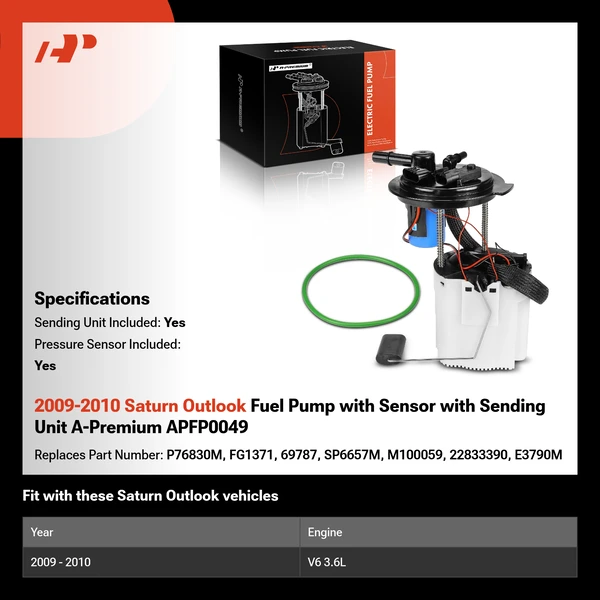 2009-2010 Saturn Outlook Fuel Pump with Sensor with Sending Unit A-Premium APFP0049