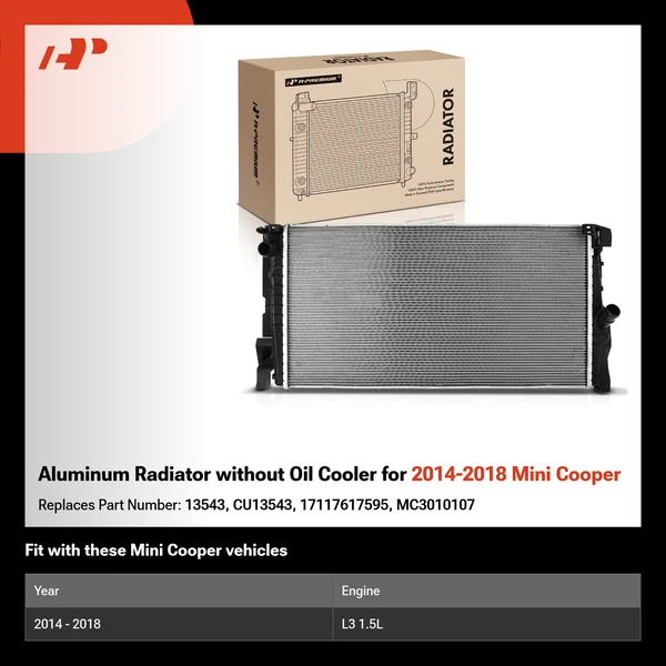 Aluminum Radiator without Oil Cooler for 2014-2018 Mini Cooper