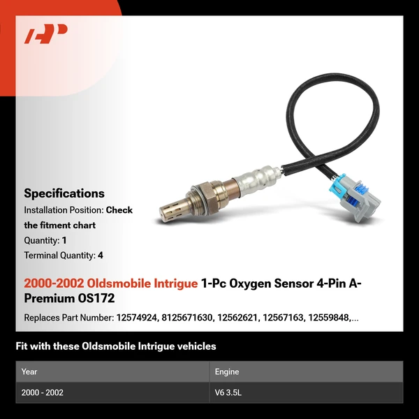 2000-2002 Oldsmobile Intrigue 1-Pc Oxygen Sensor 4-Pin A-Premium OS172