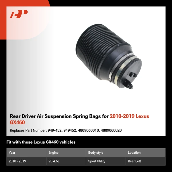 Rear Driver Air Suspension Spring Bags for 2010-2019 Lexus GX460