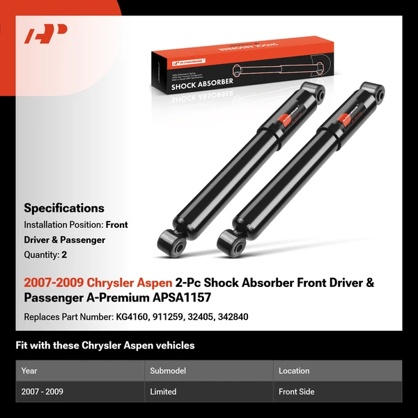 2007-2009 Chrysler Aspen 2-Pc Shock Absorber Front Driver & Passenger A-Premium APSA1157