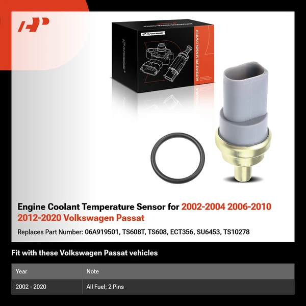 Engine Coolant Temperature Sensor for 2002-2004 2006-2010 2012-2020 Volkswagen Passat
