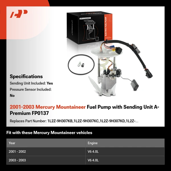 2001-2003 Mercury Mountaineer Fuel Pump with Sending Unit A-Premium FP0137