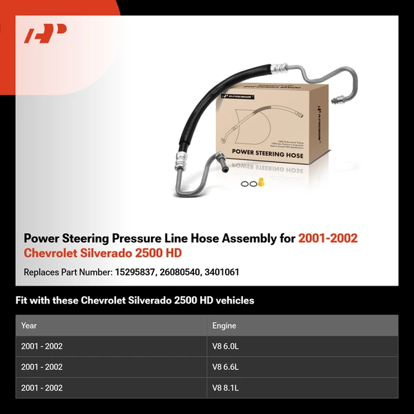 Power Steering Pressure Line Hose Assembly for 2001-2002 Chevrolet Silverado 2500 HD