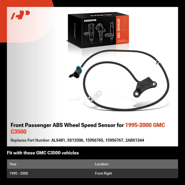 Front Passenger ABS Wheel Speed Sensor for 1995-2000 GMC C3500