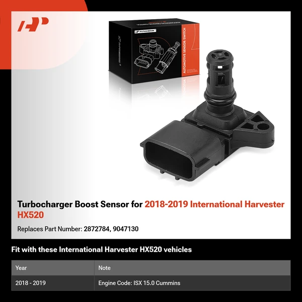 Turbocharger Boost Sensor for 2018-2019 International Harvester HX520
