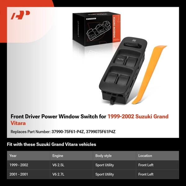 Front Driver Power Window Switch for 1999-2002 Suzuki Grand Vitara