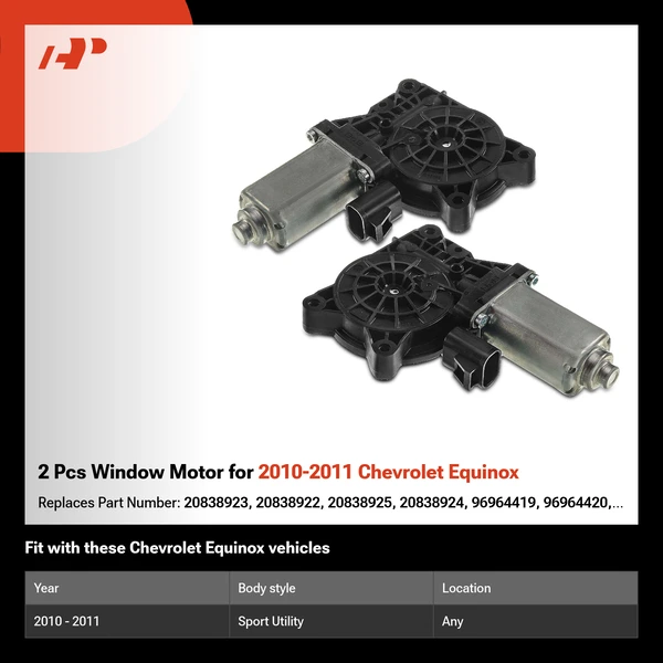 2 Pcs Window Motor for 2010-2011 Chevrolet Equinox