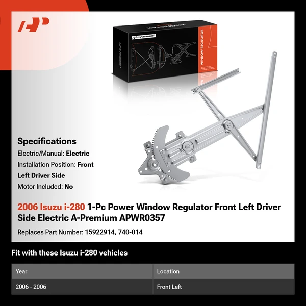 2006 Isuzu i-280 1-Pc Power Window Regulator Front Left Driver Side Electric A-Premium APWR0357