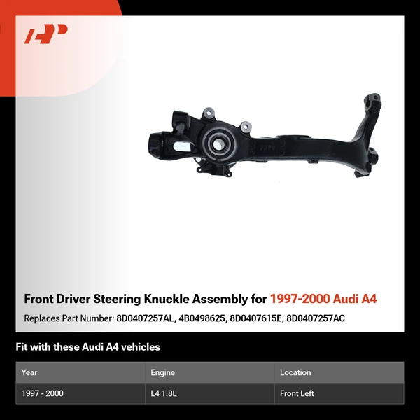 Front Driver Steering Knuckle Assembly for 1997-2000 Audi A4