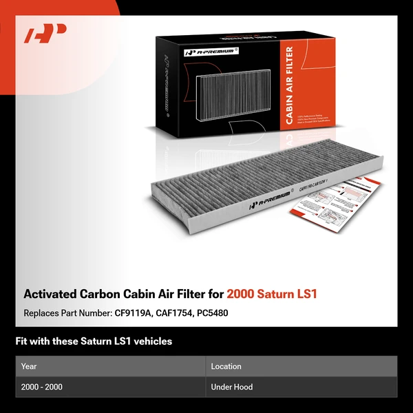Activated Carbon Cabin Air Filter for 2000 Saturn LS1