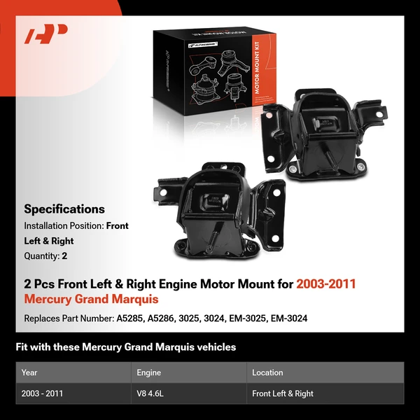 2 Pcs Front Left & Right Engine Motor Mount for 2003-2011 Mercury Grand Marquis