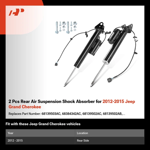 2 Pcs Rear Air Suspension Shock Absorber for 2012-2015 Jeep Grand Cherokee