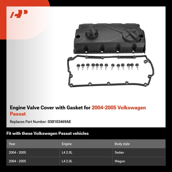 Engine Valve Cover with Gasket for 2004-2005 Volkswagen Passat